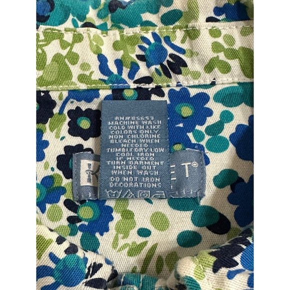 Koret Petite‎ Green Blue Floral Button Up Jacket Lightweight Sequins Pockets PS - Picture 6 of 6